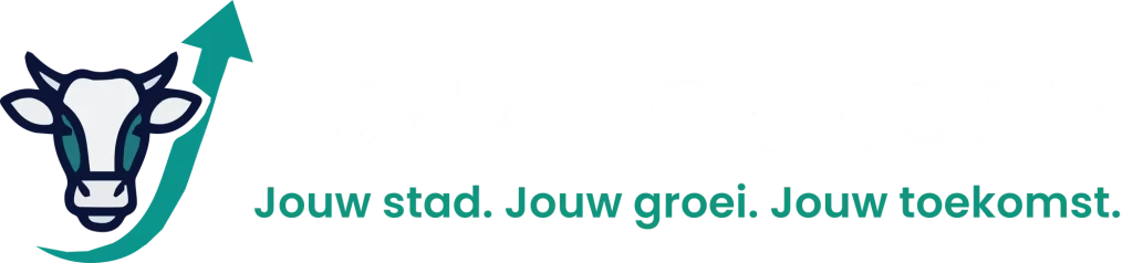 Purmerendcom logo voor website met witte teksten